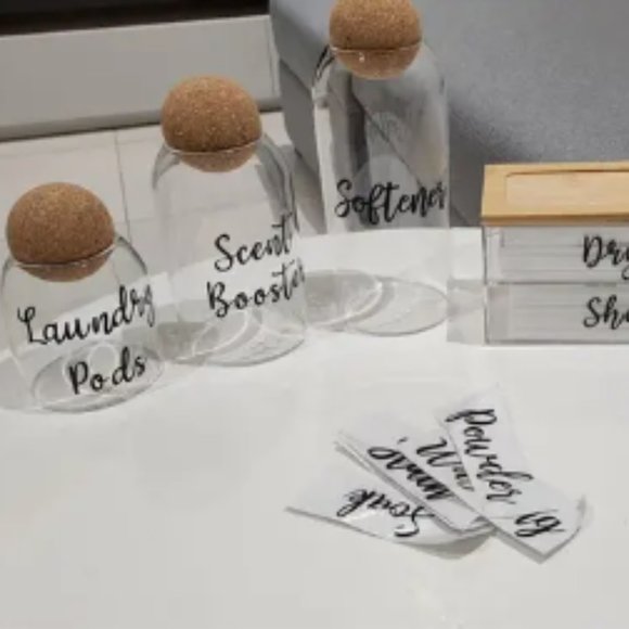 1 Set Laundry Bottles Dryer Sheets Label Vinyl Stickers, Removable Waterproof - Picture 1 of 3